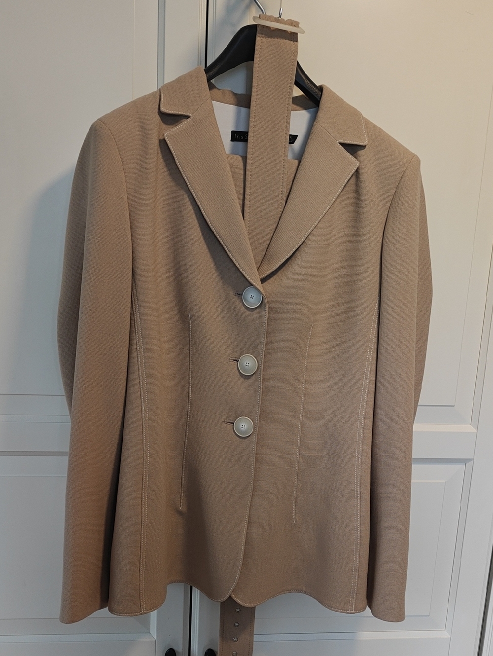Iris Setlakwe Tailored Belted Blazer Jacket in Beige